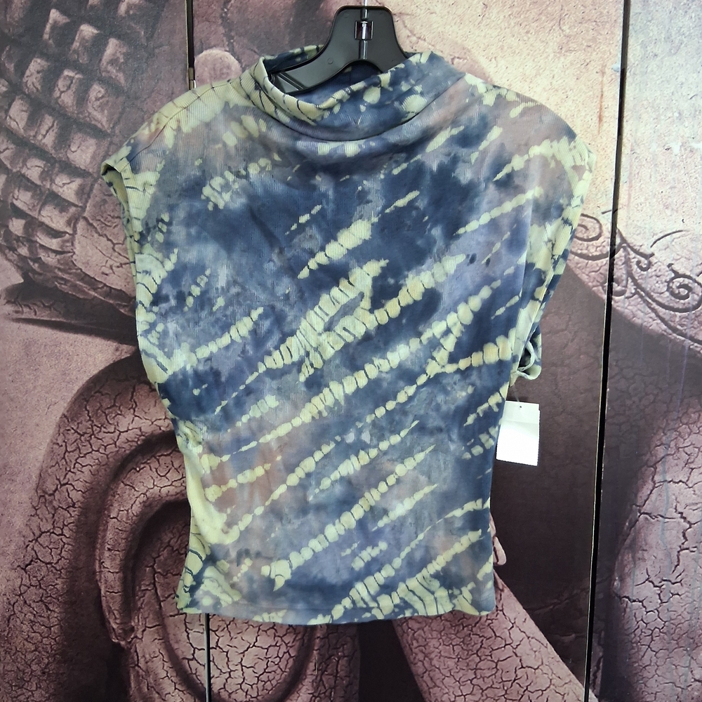 Michael Stars Blue and Yellow Tie-Dye Turtleneck